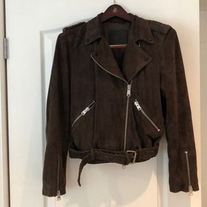 Super soft All Saints brown suede biker jacket